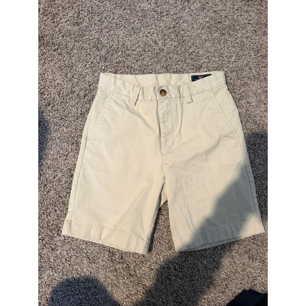 Vineyard Vines Boys Size 8 Khaki Chino Shorts Performance Flat Front Preppy